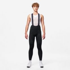 Spodnie zimowe rowerowe szosowe Van Rysel Racer. Czarne szorty męskie VAN RYSEL, na zimę, bez wzorów, z materiału, sportowe. Za 279.99 zł.