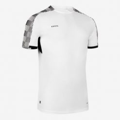 Koszulka piłkarska Kipsta Viralto. Czarne t-shirty sportowe męskie KIPSTA, l, z materiału, bez ramiączek, do piłki nożnej. Za 59.99 zł.