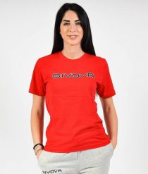 Givova Spot unisex T-shirt 100% bawełna z dużym logo. Czerwone bluzki sportowe damskie Givova, na lato, m, bez wzorów, z bawełny, bez kołnierzyka. Za 52.75 zł.