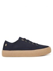 Tommy Hilfiger Espadryle Vulc Espadrille Sneaker FW0FW08404 Granatowy. Niebieskie espadryle damskie Tommy Hilfiger, bez wzorów, z materiału, bez obcasa. Za 219.99 zł.