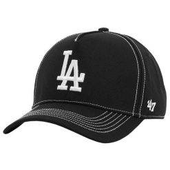 Czapka z daszkiem męska Los Angeles Dodgers MLB Cap. Czarne czapki męskie 47 Brand, na lato, bez wzorów, z bawełny, sportowe. Za 129.99 zł.