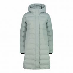 Kurtka puchowa damska z kapturem i zamkiem CMP. Zielone kurtki damskie CMP, bez wzorów, z puchu, z kapturem. Za 566.00 zł.