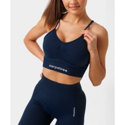 Biustonosz bezszwowy Carpatree Allure granatowy. Niebieskie biustonosze sportowe damskie Carpatree, bez wzorów. W wyprzedaży za 119.99 zł.