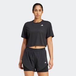 Koszulka fitness damska ADIDAS krótki rękaw. Bluzki sportowe damskie Adidas, xs, z materiału, bez kołnierzyka, bez ramiączek. Za 139.99 zł.