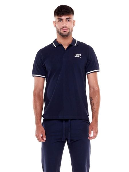 Koszulka polo na co dzień na siłownię. Niebieskie koszulki polo męskie LEONE 1947 APPAREL, m, bez wzorów, bez ramiączek. Za 164.19 zł.