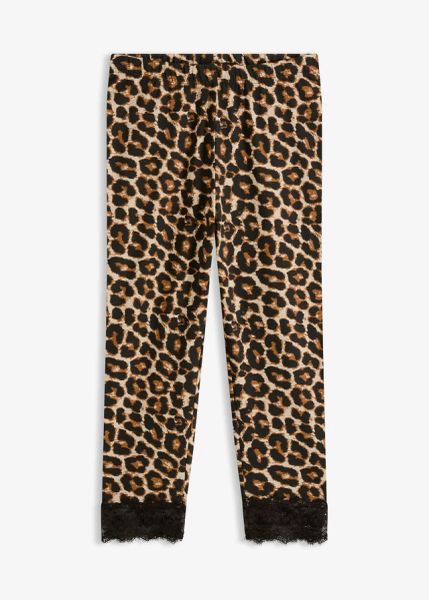 Legginsy rybaczki z koronką. Brązowe legginsy damskie bonprix, bez wzorów, z koronki. Za 37.99 zł.