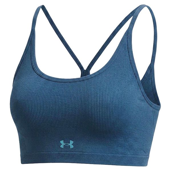 Top Under Armour Seamless Cotton Low Bra Damskie. Niebieskie topy sportowe damskie Under Armour, m, bez wzorów, z bawełny, bez ramiączek. Za 242.99 zł.