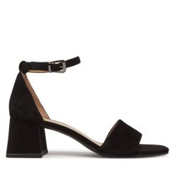 Sandały Caprice. Czarne sandały damskie Caprice, bez wzorów, bez obcasa, na słupku. Za 179.99 zł.