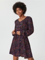Sukienka mini w kwiaty - wielobarwny. Sukienki damskie Sinsay, l, bez wzorów, z wiskozy, bez kołnierzyka, bez ramiączek, mini. Za 69.99 zł.