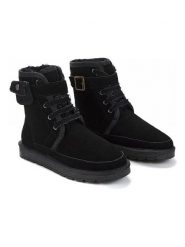 NICEBAY Skorzane kozaki zimowe "Gayana" w kolorze czarnym rozmiar: 37. Czarne kozaki damskie Nicebay, z materiału, bez obcasa. Za 243.64 zł.
