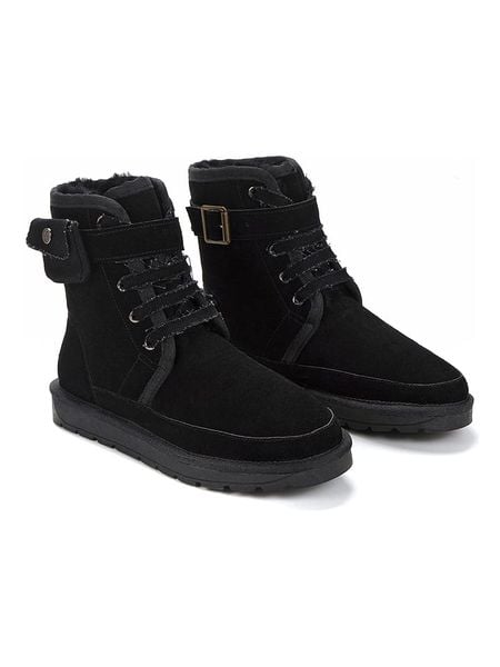 NICEBAY Skorzane kozaki zimowe "Gayana" w kolorze czarnym rozmiar: 37. Czarne kozaki damskie Nicebay, z materiału, bez obcasa. Za 243.64 zł.