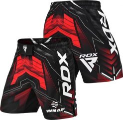 Spodenki MMA do walki i treningu IMMAF Czerwone - M. Czerwone szorty męskie RDX SPORTS, z materiału, bez kołnierzyka. Za 209.99 zł.