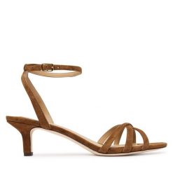 Sandały LAUREN RALPH LAUREN. Brązowe sandały damskie Lauren Ralph Lauren, bez wzorów, bez obcasa, na szpilce. Za 729.99 zł.