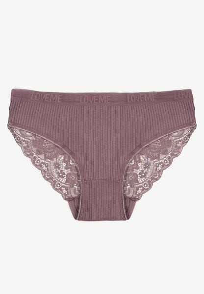 Ciemnofioletowe Bawełniane Majtki Figi z Prążkowanej Tkaniny z Koronką Erqelia. Fioletowe figi damskie Renee, l, bez wzorów, z bawełny. Za 7.99 zł.