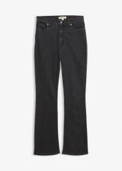 Dżinsy bootcut z wysokim stanem. Szare jeansy damskie bonprix, z podwyższonym stanem. Za 129.99 zł.