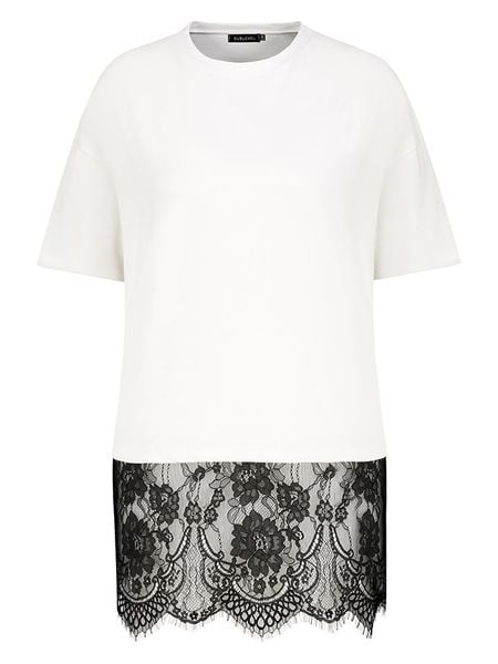 Sublevel Koszulka w kolorze biało-czarnym rozmiar: L/XL. Białe bluzki damskie Sublevel, l, bez wzorów, z koronki, bez kołnierzyka, bez ramiączek. Za 82.99 zł.