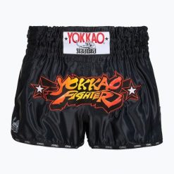 Spodenki treningowe męskie YOKKAO Fighter KO Muay Thai. Czarne szorty męskie YOKKAO, z materiału, bez kołnierzyka. Za 289.99 zł.
