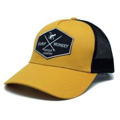 Czapka Trucker - 5 Paneli / Jeden rozmiar (Musztardowy/Czarny). Czarne czapki męskie SURF MONKEY, bez wzorów, sportowe. Za 159.95 zł.