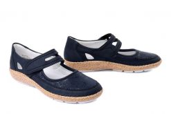 RIEKER 44859-14 blue, półbuty damskie. Niebieskie półbuty damskie Rieker, bez wzorów, bez obcasa. Za 339.90 zł.