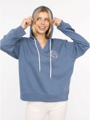 Zwillingsherz Bluza "Smile Everyday Enjoy" w kolorze niebieskim rozmiar: L/XL. Niebieskie bluzy z kapturem damskie Zwillingsherz, l. Za 219.60 zł.