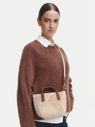 Tommy Hilfiger Torebka Popette Micro Tote Faux Fur AW0AW19311 Beżowy jasny. Brązowe torebki klasyczne damskie Tommy Hilfiger, bez wzorów, z materiału, bez dodatków. Za 409.99 zł.