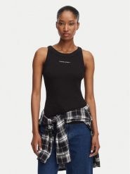 Tommy Jeans Top Ess Logo 1 DW0DW22806 Czarny Slim Fit. Czarne topy damskie Tommy Jeans, s, bez wzorów, z bawełny, bez kołnierzyka. Za 149.99 zł.