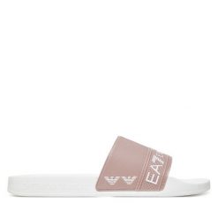 Klapki EA7 Emporio Armani. Brązowe klapki damskie EA7 Emporio Armani, bez wzorów, bez obcasa. Za 259.99 zł.