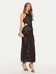 TWINSET Sukienka letnia 241TT3080 Czarny Regular Fit. Czarne sukienki damskie Twinset, na lato, xxl, bez wzorów, z bawełny, bez kołnierzyka, bez ramiączek. Za 789.99 zł.