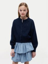 Tommy Hilfiger Kardigan Pointelle KG0KG09503 Granatowy Relaxed Fit. Niebieskie swetry dziewczęce Tommy Hilfiger, bez wzorów, z bawełny, bez kołnierzyka. Za 369.99 zł.