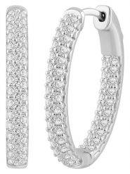 Diamonds lab grown Złote kolczyki-kreole z diamentami rozmiar: onesize. Szare kolczyki damskie Diamonds lab grown, z diamentem, złote. Za 10,483.99 zł.