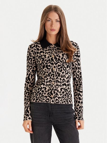 Morgan Kardigan 252-MBOLEO Beżowy Regular Fit. Brązowe kardigany damskie Morgan, xl, bez wzorów, z syntetyku. Za 329.99 zł.