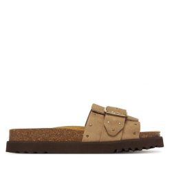 Klapki Scholl. Brązowe klapki damskie Scholl, bez wzorów, bez obcasa. Za 329.99 zł.