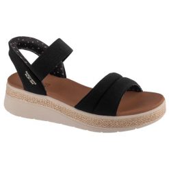 Sandały damskie, Slip-Ins: BOBS Sun Ray. Czarne sandały damskie Skechers, bez wzorów, bez obcasa. Za 289.99 zł.