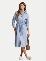 Polo Ralph Lauren Sukienka koszulowa 211928804002 Niebieski Straight Fit. Niebieskie sukienki damskie Polo Ralph Lauren, bez wzorów, z bawełny, bez kołnierzyka, bez ramiączek, koszulowe. Za 1,199.00 zł.