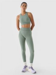 4F Legginsy treningowe bezszwowe 4F x Anna Lewandowska - oliwkowe/khaki S/M. Brązowe legginsy damskie 4f, m, bez wzorów, z dzianiny, z podwyższonym stanem, na fitness i siłownię. W wyprzedaży za 99.99 zł.