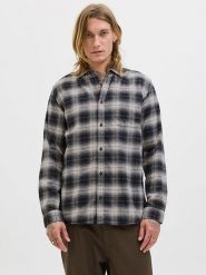 Jack & Jones Koszula "James" w kolorze szaro-czarnym rozmiar: S. Czarne koszule męskie Jack & Jones, s, bez wzorów, bez kołnierzyka, bez ramiączek. Za 70.41 zł.