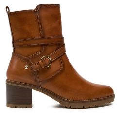 Botki Pikolinos. Brązowe botki damskie Pikolinos, bez obcasa, na słupku, bez zapięcia. Za 539.99 zł.