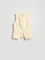 Kamizelka z wiskozą - żółty. Żółte kamizelki damskie Reserved, l, z tkaniny. Za 139.99 zł.