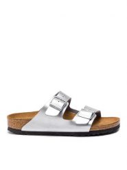 Birkenstock Klapki Arizona Bs 1012283 Srebrny. Szare klapki damskie Birkenstock, bez wzorów, ze skóry, bez obcasa. Za 329.99 zł.