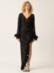 APART Sukienka w kolorze czarnym rozmiar: 40. Czarne sukienki damskie Apart, bez wzorów, z asymetrycznym kołnierzem, bez ramiączek, maxi, asymetryczne. Za 419.69 zł.