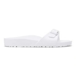 BIRKENSTOCK Madrid EVA White Klapki damskie. Białe klapki damskie Birkenstock, bez wzorów, z materiału, bez obcasa. Za 189.99 zł.
