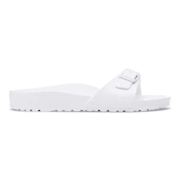 BIRKENSTOCK Madrid EVA White Klapki damskie. Białe klapki damskie Birkenstock, bez wzorów, z materiału, bez obcasa. Za 189.99 zł.