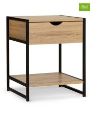 IDOMYA Essentials Stoliki nocne (2 szt.) "Memphis" w kolorze jasnobrązowo-czarnym - 40 x 50 cm rozmiar: onesize. Brązowe koszule nocne damskie IDOMYA Essentials, bez wzorów, z materiału. Za 347.99 zł.