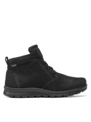 ECCO Botki Babett Boot GORE-TEX 215583 02001 Czarny. Czarne botki damskie ECCO, z gore-texu, bez obcasa, na płaskiej podeszwie, bez zapięcia. Za 499.99 zł.