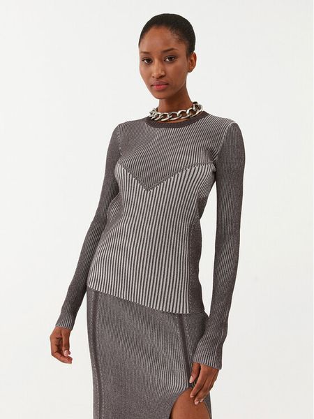 Patrizia Pepe Sweter 8K0165/K123-J3S6 Szary Slim Fit. Szare swetry klasyczne damskie Patrizia Pepe, s, z syntetyku, bez kołnierzyka. Za 1,369.00 zł.