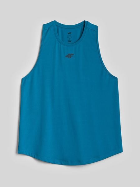 4F Koszulka bez rękawów regular szybkoschnąca damska - turkusowa XL. Niebieskie bluzki sportowe damskie 4f, l, bez wzorów, z materiału, bez ramiączek. Za 79.99 zł.