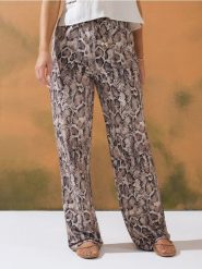 Spodnie wide leg we wzór wężowy - wielobarwny. Spodnie materiałowe damskie Sinsay, bez wzorów. W wyprzedaży za 25.99 zł.
