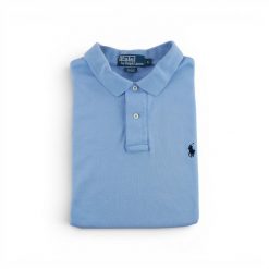 Second life - Polo Ralph Lauren koszulka męska z krótkim rękawem - Stan dobry. Niebieskie koszulki polo męskie Ralph Lauren, na lato, l, bez wzorów, z materiału, bez ramiączek. Za 106.46 zł.