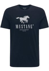 MUSTANG ALEX C PRINT MĘSKI T-SHIRT KOSZULKA LOGO TEE DARK SAPPHIRE 1015051 4136. Niebieskie t-shirty męskie Mustang, l, bez wzorów, z bawełny, bez kołnierzyka. Za 69.99 zł.