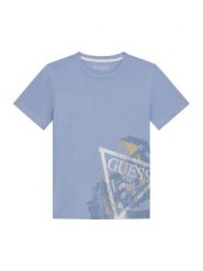 Guess T-Shirt L6RI14 K8HM4 Błękitny Regular Fit. Niebieskie t-shirty chłopięce Guess, z aplikacjami, z bawełny, bez ramiączek. Za 89.99 zł.